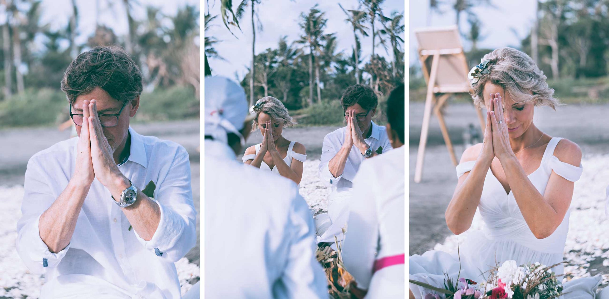 巴厘岛婚礼上的祈祷者